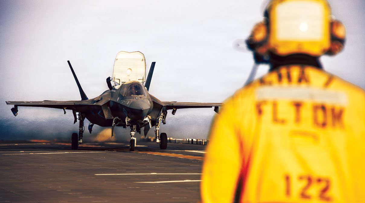 A U.S. Marine Corps F-35B Lightning II assigned to Marine Fighter Attack Squadron (VMFA) 121, 31st Marine Expeditionary Unit, prepares to take off during flight operations in the Philippine Sea, February 15, 2026. Marine F-35Bs bring a 5th generation multi-discipline strike capability to support combined-joint all domain operations in key maritime terrain. The 31st MEU is a persistent, combat credible force operating aboard the ships of the Tripoli Amphibious Ready Group in the U.S. 7th fleet area of operations, routinely interacting and operating with our allies and partners to contribute to deterrence, security, crisis response, and combat operations in the Indo-Pacific region. (U.S. Marine Corps photo by Lance Cpl. Victor Gurrola)